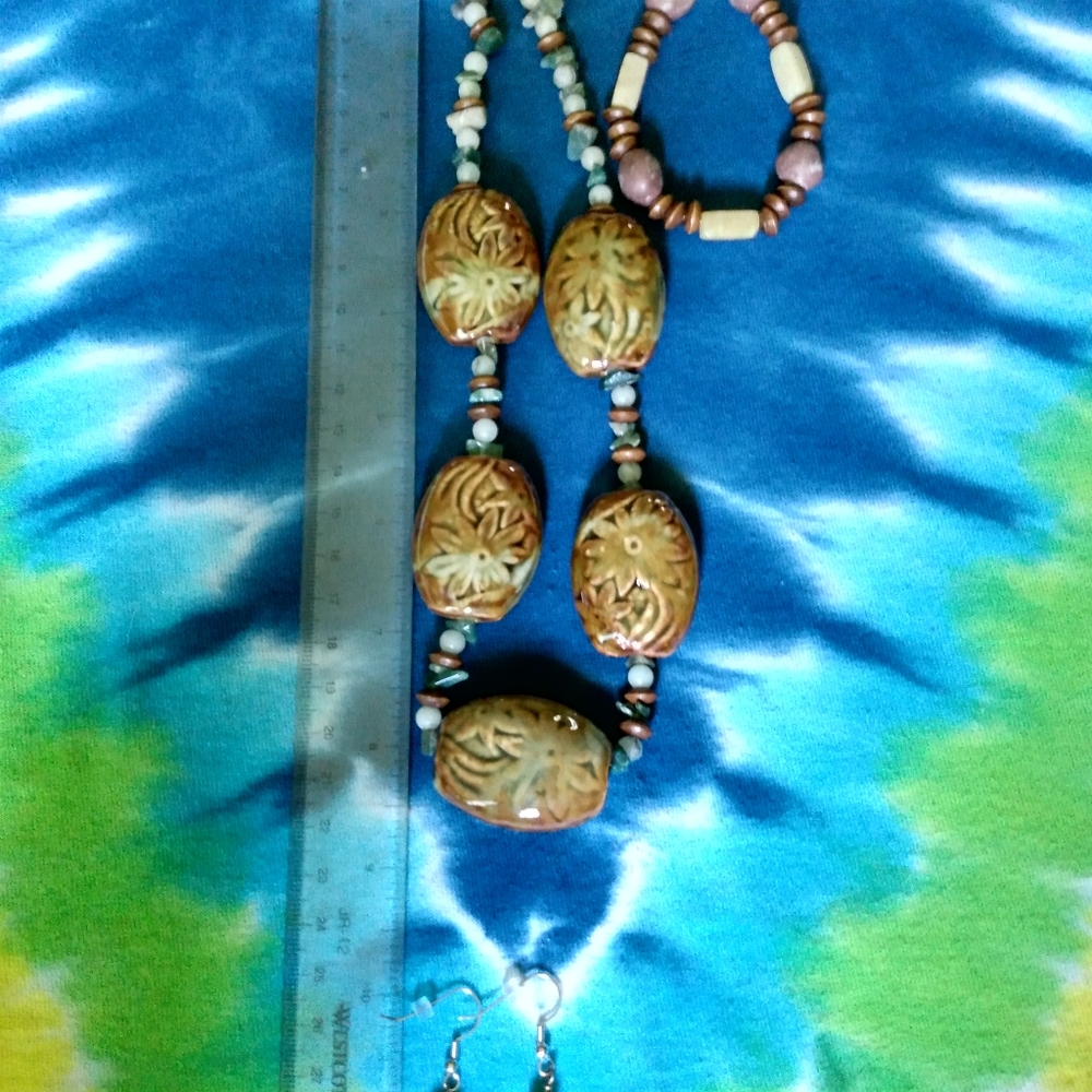 Handmade Ceramic Sunflower Jewelry set